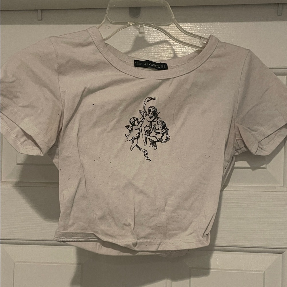 Zara Kids Cream Angel Graphic Tee